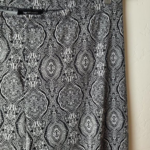 AB Studio Black and White Mandala Boho Wide Leg Pants - Picture 4 of 7
